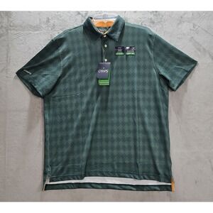 Chaps Mens Golf Polo Short Sleeve Shirt Moisture Wicking UPF 30 Large Geometric
